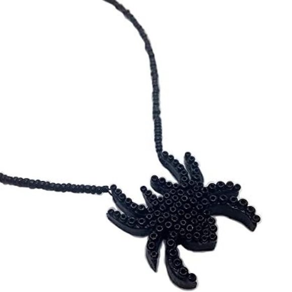 Spider necklace wooden spider seed beads handmade handcrafted - Picture 4 of 9